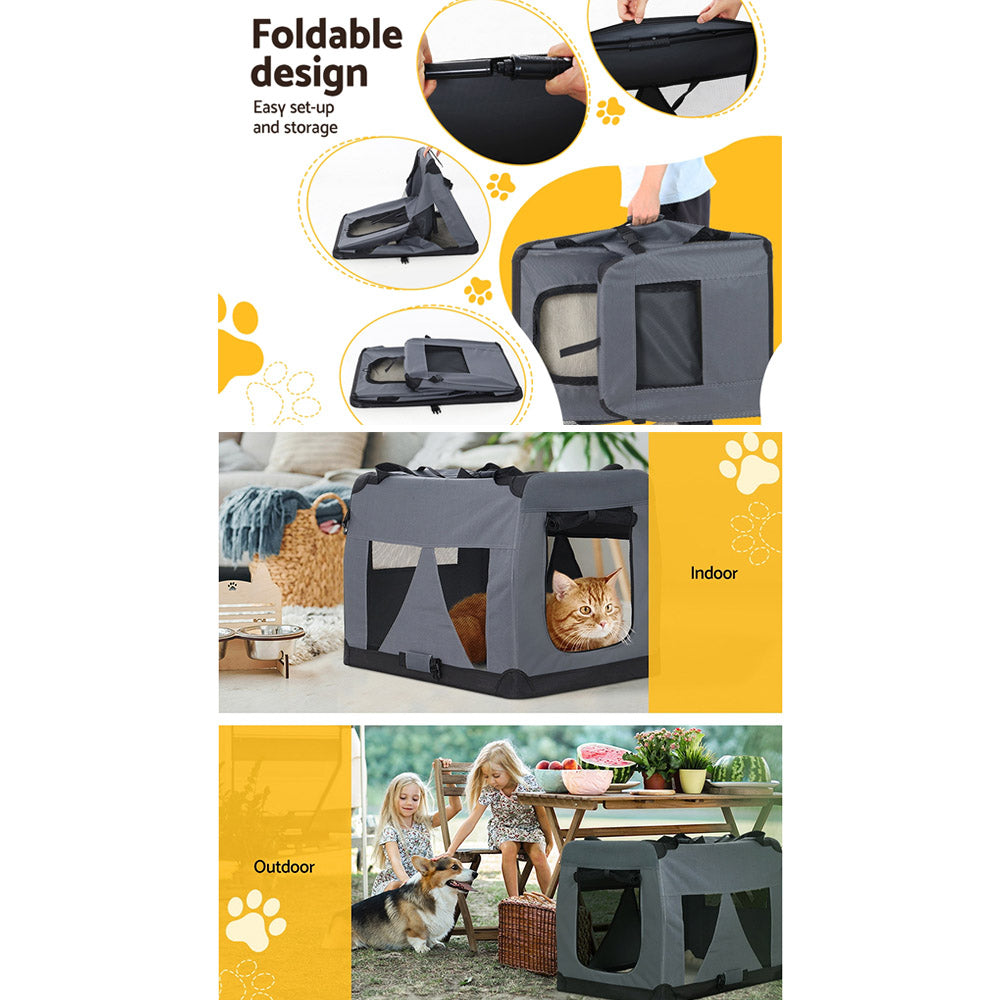 i.Pet Pet Carrier Soft Crate 60x42CM Portable Foldable Dog Cat Travel