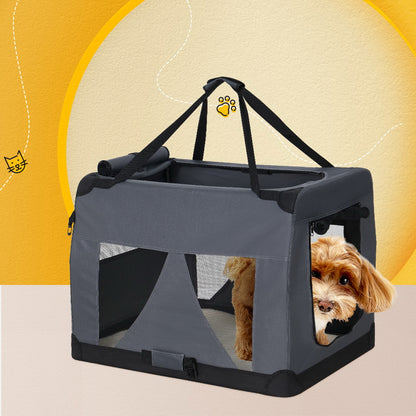 i.Pet Pet Carrier Soft Crate 60x42CM Portable Foldable Dog Cat Travel