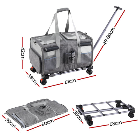 i.Pet Pet Carrier Trolley with Swivel Wheels - Grey 50kg