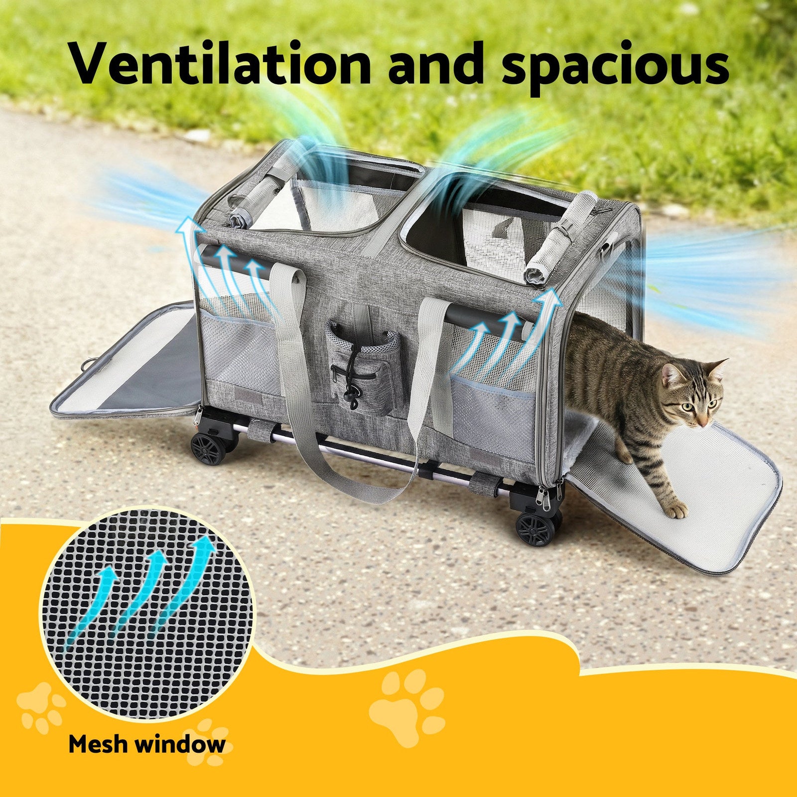 i.Pet Pet Carrier Trolley with Swivel Wheels - Grey 50kg