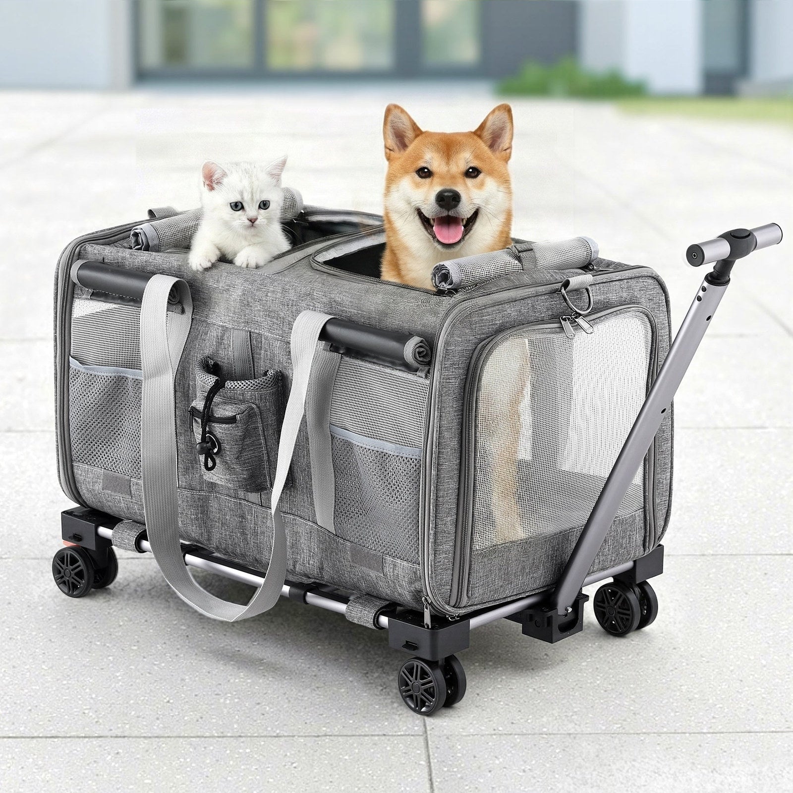 i.Pet Pet Carrier Trolley with Swivel Wheels - Grey 50kg