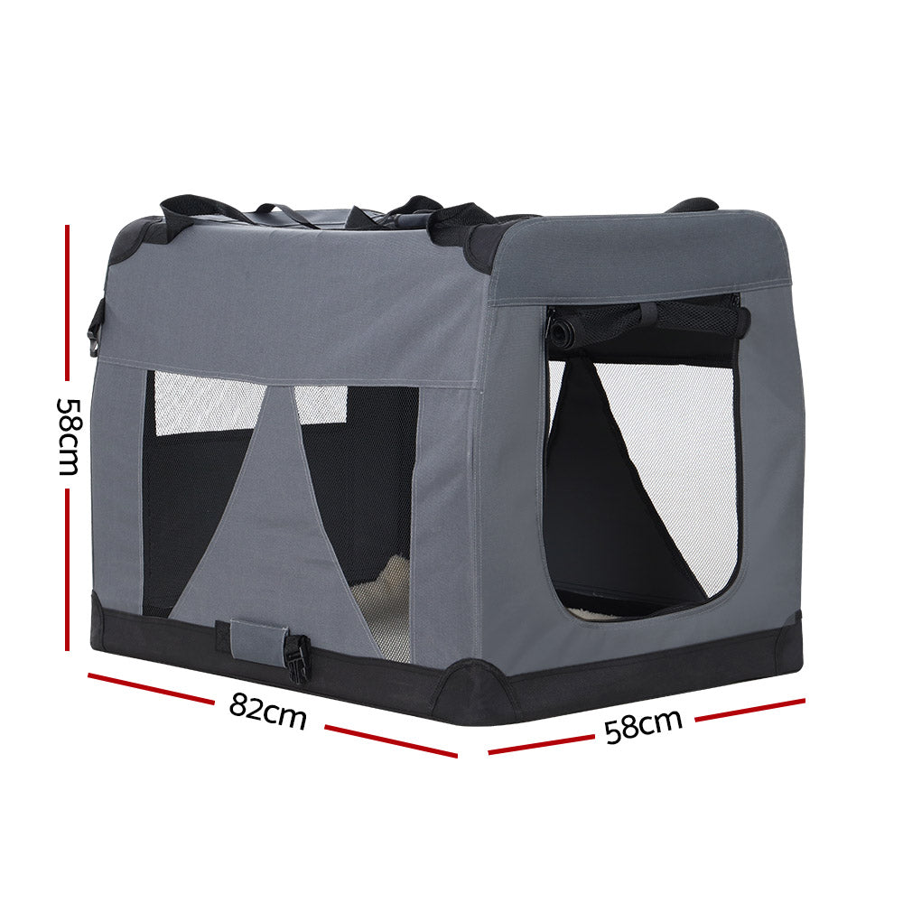 i.Pet XL Pet Carrier 82x58CM Portable Foldable Dog Cat Travel Crate