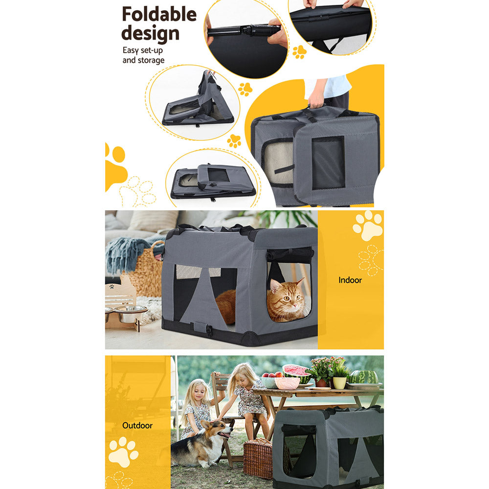 i.Pet XL Pet Carrier 82x58CM Portable Foldable Dog Cat Travel Crate
