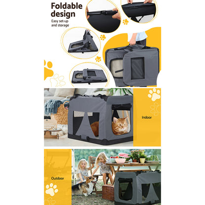 i.Pet XL Pet Carrier 82x58CM Portable Foldable Dog Cat Travel Crate