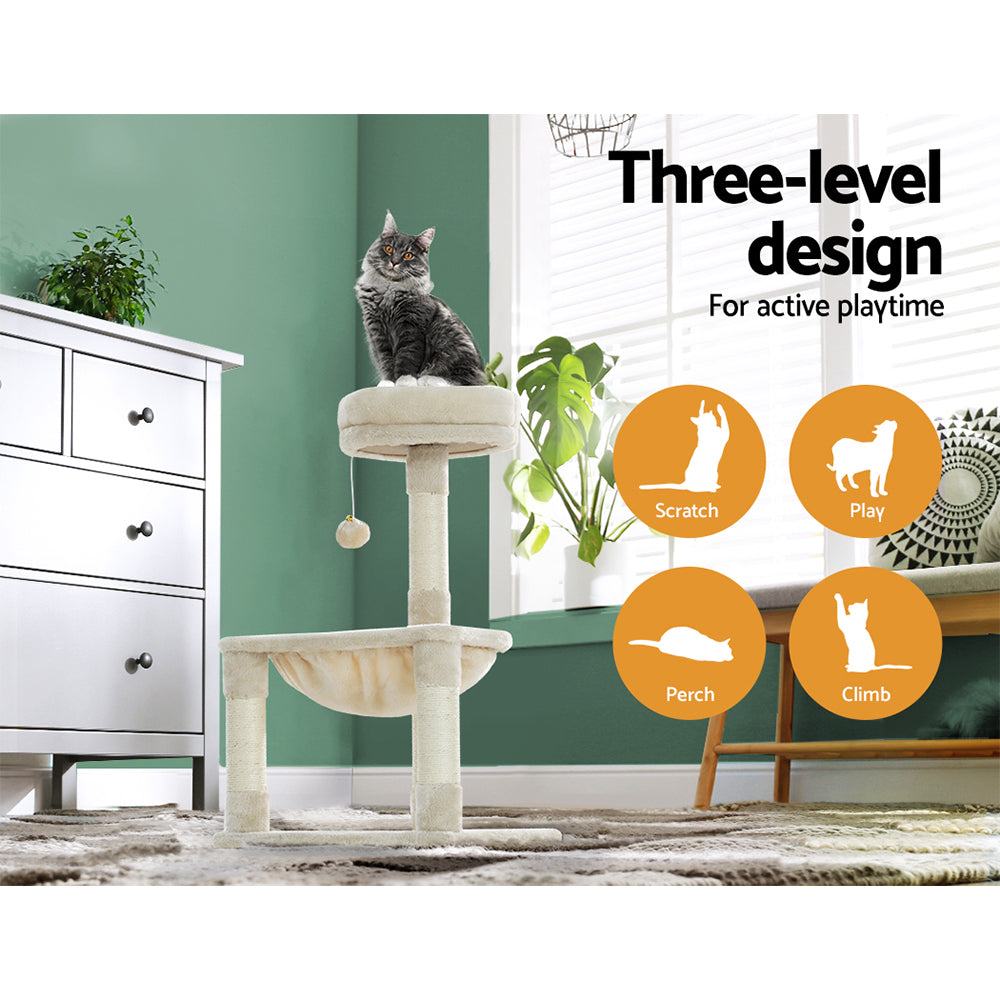 i.Pet Cat Tree 69cm Small-Sized Three-Level Scratching Post with Bed & Hammock - SuperSaverAU - view 4
