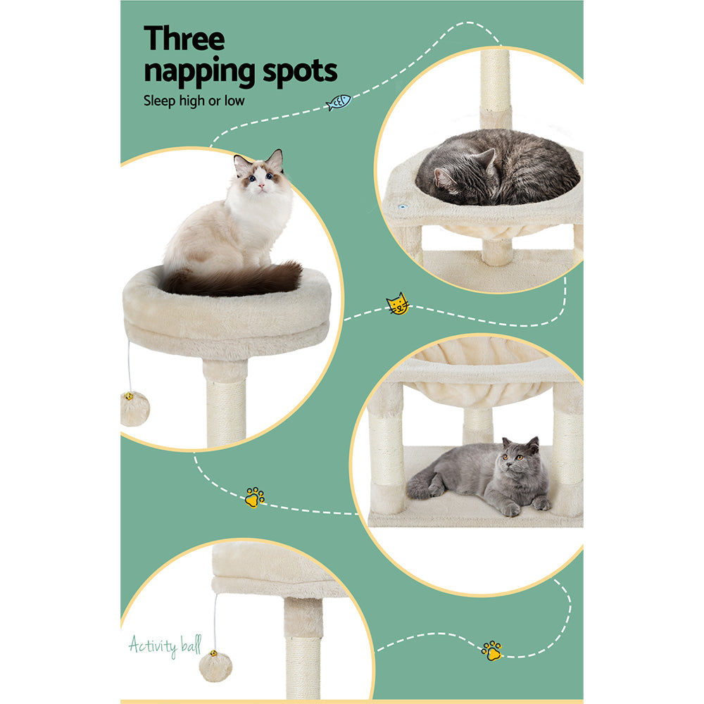 i.Pet Cat Tree 69cm Small-Sized Three-Level Scratching Post with Bed & Hammock - SuperSaverAU - view 6
