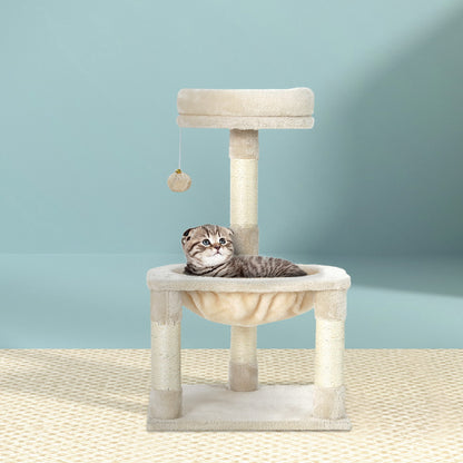 i.Pet Cat Tree 69cm Small-Sized Three-Level Scratching Post with Bed & Hammock