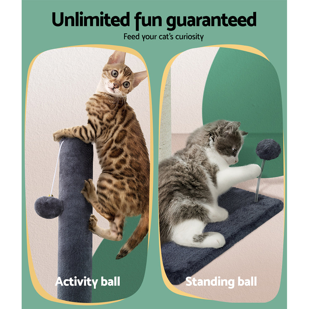 i.Pet Cat Tree 49cm Small Scratching Post with Plush Cover & Activity Balls