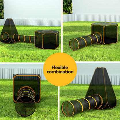 i.Pet 6-in-1 Pet Playpen, Portable Nylon Mesh, 76cm x 76cm x 122cm