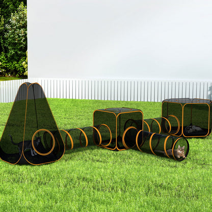 i.Pet 6-in-1 Pet Playpen, Portable Nylon Mesh, 76cm x 76cm x 122cm