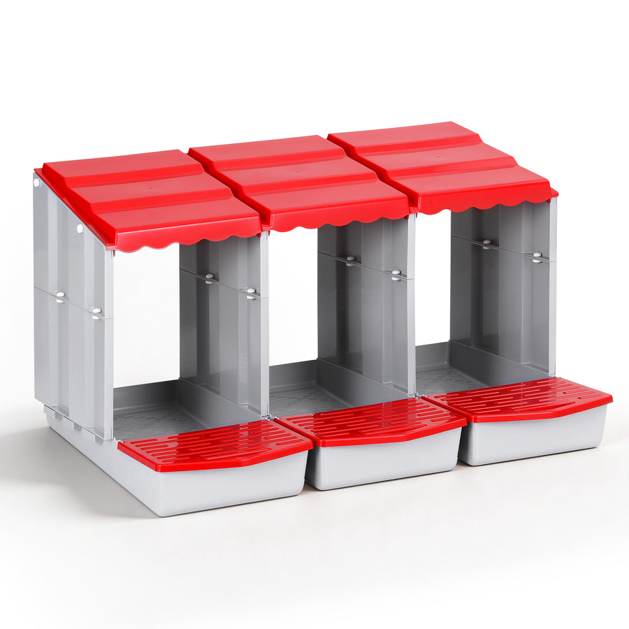 i.Pet Chicken Nesting Box 3 Hole Roll Away Egg Hutch - Red