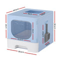 i.Pet Enclosed Cat Litter Box Large Tray Foldable with Scoop Blue - SuperSaverAU - view 2