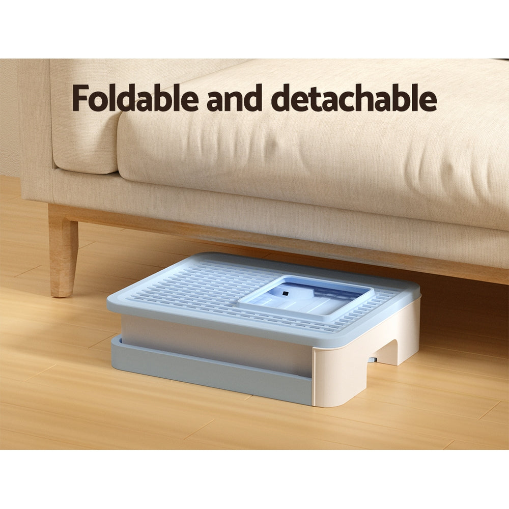 i.Pet Enclosed Cat Litter Box Large Tray Foldable with Scoop Blue