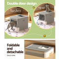 i.Pet Enclosed Cat Litter Box Large Tray Foldable with Scoop Grey - SuperSaverAU - view 4