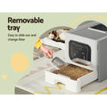 i.Pet Enclosed Cat Litter Box Large Tray Foldable with Scoop Grey - SuperSaverAU - view 5