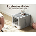 i.Pet Enclosed Cat Litter Box Large Tray Foldable with Scoop Grey - SuperSaverAU - view 6