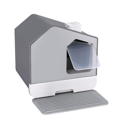 i.Pet Cat Litter Box Large Tray Enclosed Hooded with Scoop & Mat Grey