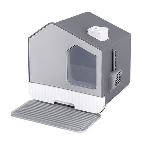 i.Pet Cat Litter Box Large Tray Enclosed Hooded with Scoop & Mat Grey - SuperSaverAU - view 2
