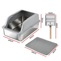 i.Pet Stainless Steel Cat Litter Box Set - Large Grey