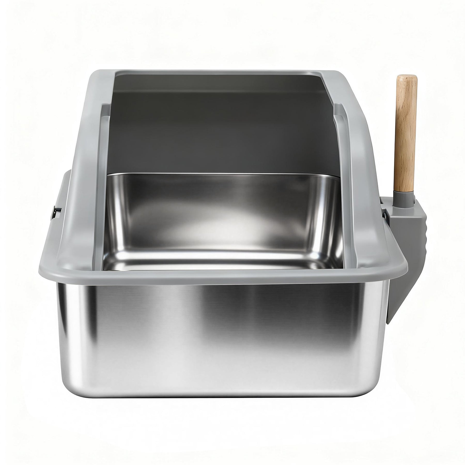 i.Pet Stainless Steel Cat Litter Box Set - Large Grey