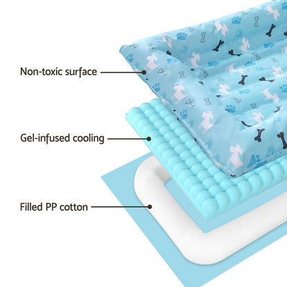 i.Pet Pet Cooling Mat 70cm x 110cm Self-Cooling Gel Waterproof Blue