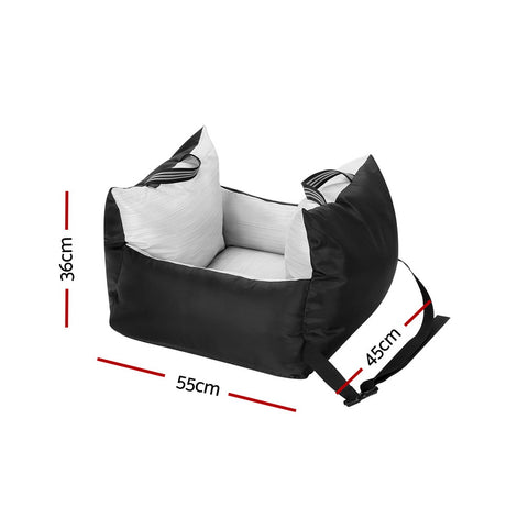 i.Pet Waterproof Dog Car Seat Booster Bed - Black Grey