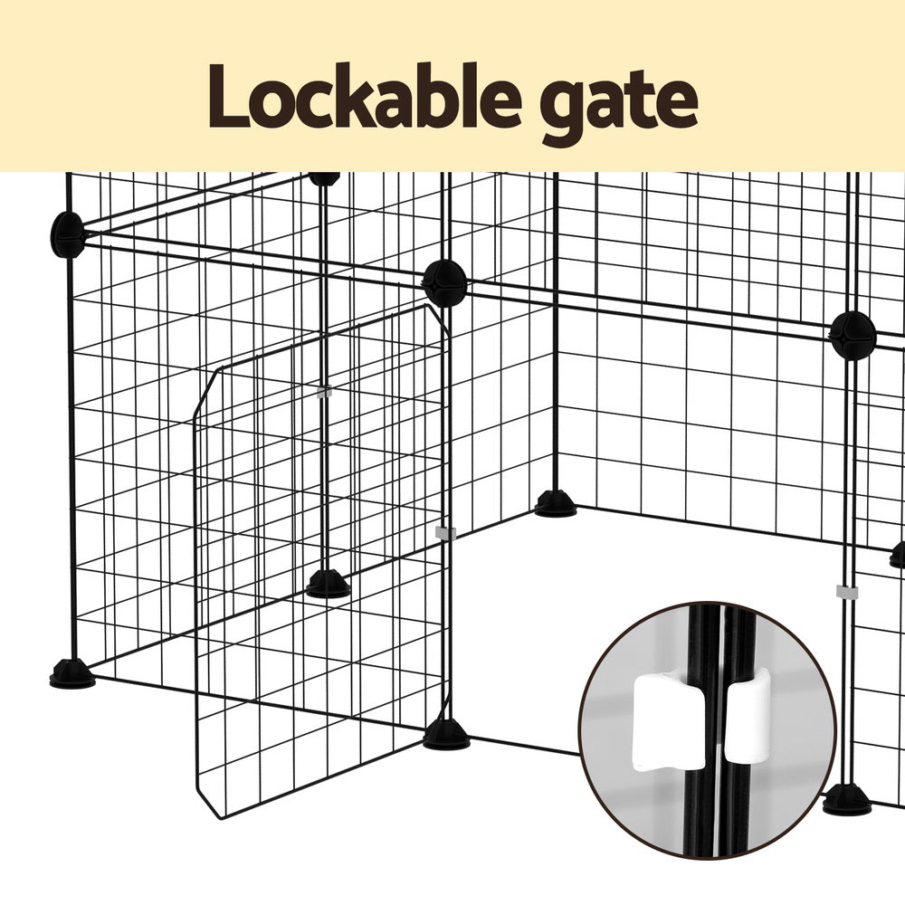 i.Pet Black Foldable 20 Panel Pet Playpen Enclosure