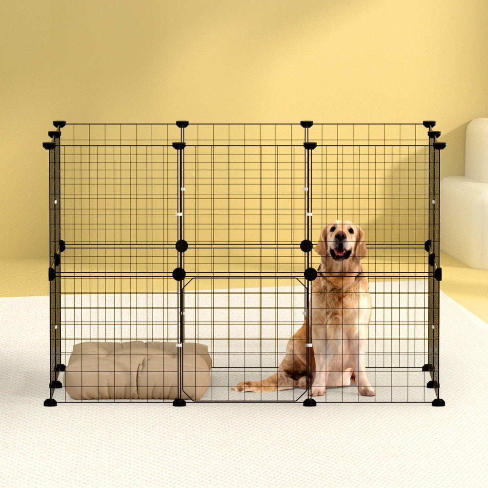 i.Pet Black Foldable 20 Panel Pet Playpen Enclosure