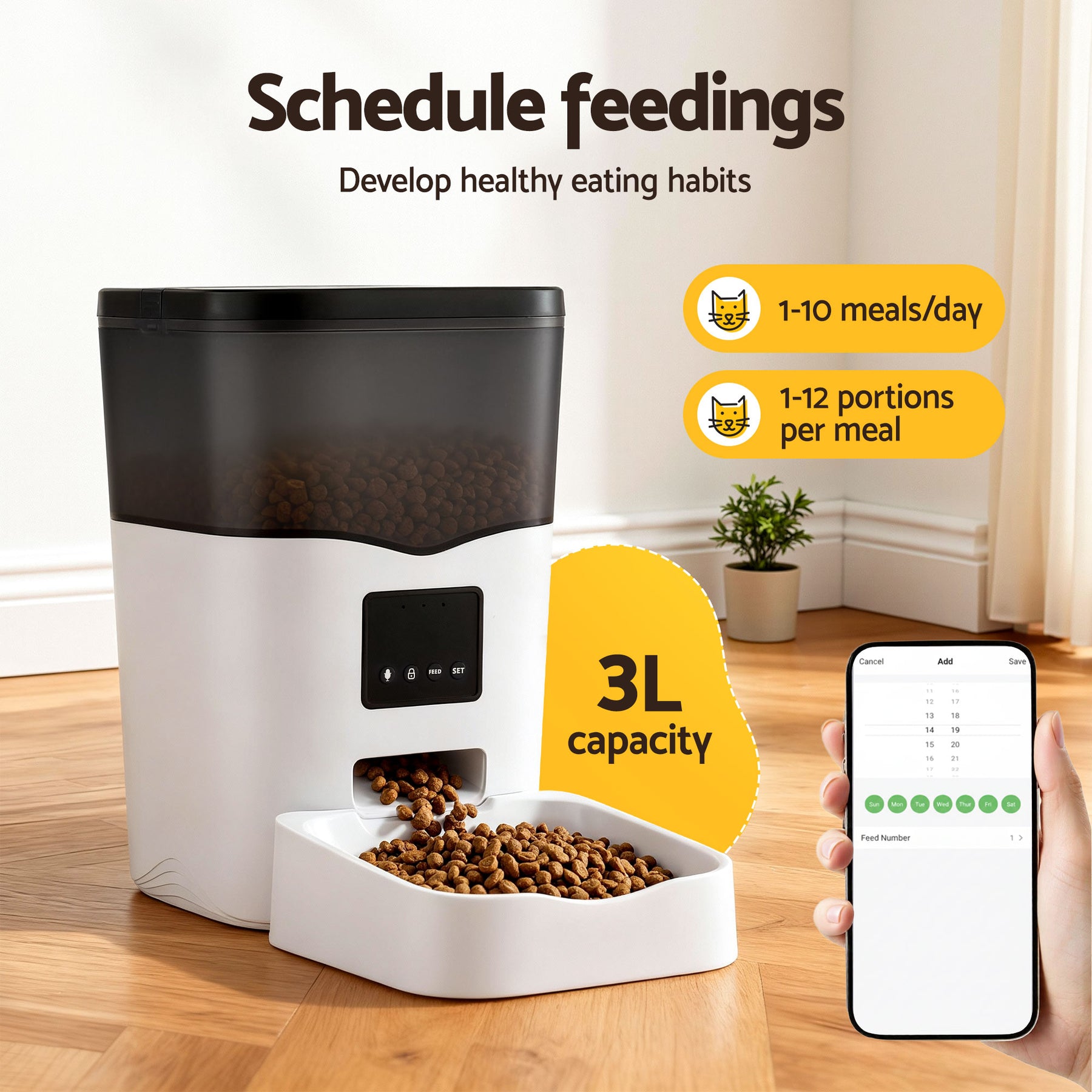 i.Pet Automatic Pet Feeder 3L WiFi Control for Dogs & Cats, 1-12 Portions - SuperSaverAU - view 6