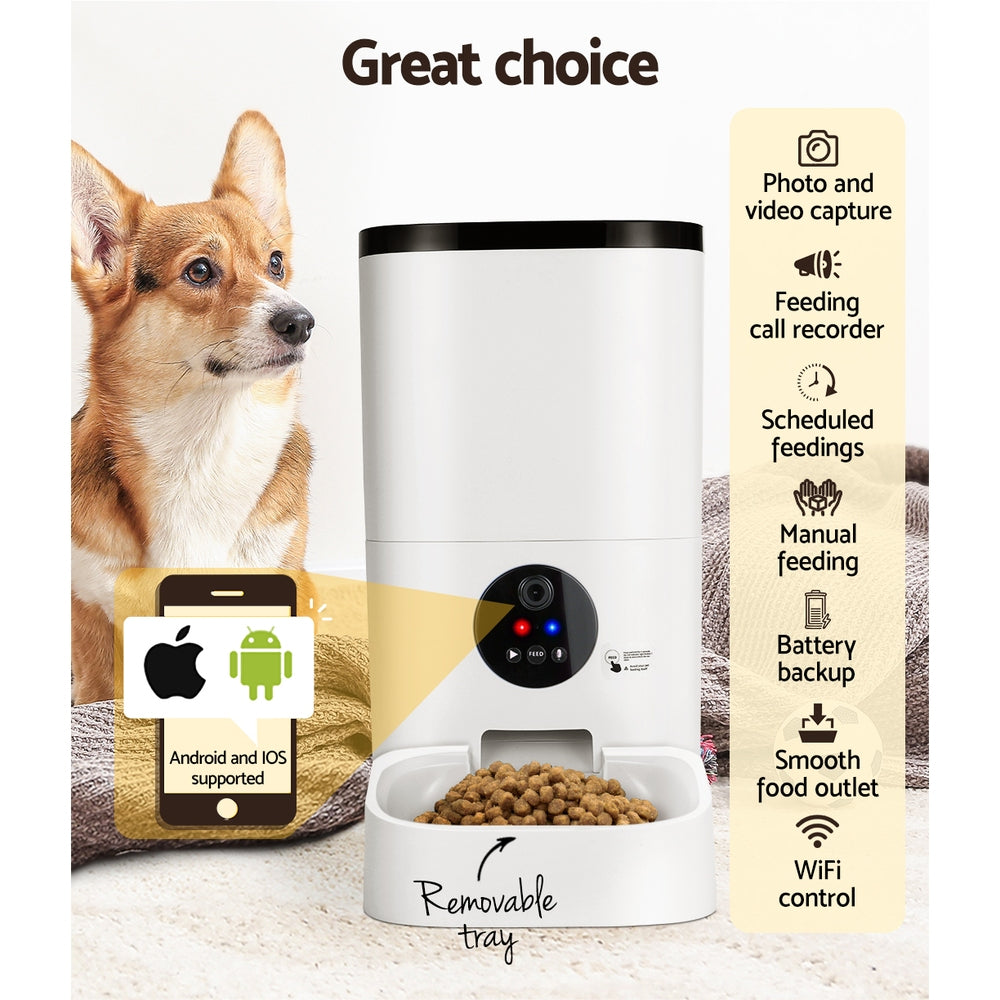 i.Pet Automatic Smart Pet Feeder 6L with HD Camera, WiFi Control, Timer