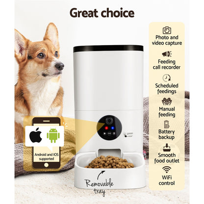 i.Pet Automatic Smart Pet Feeder 6L with HD Camera, WiFi Control, Timer