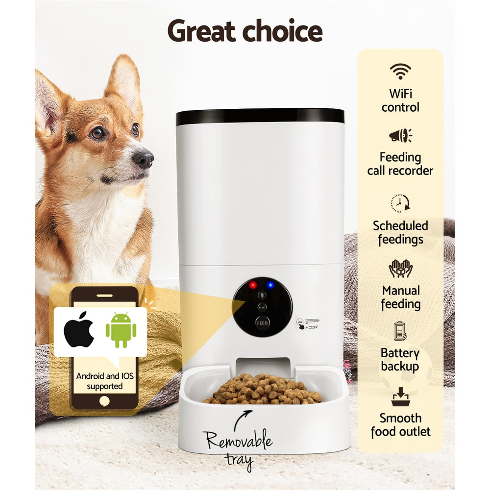 i.Pet Automatic Pet Feeder 6L WiFi Smart Food Dispenser for Dogs & Cats