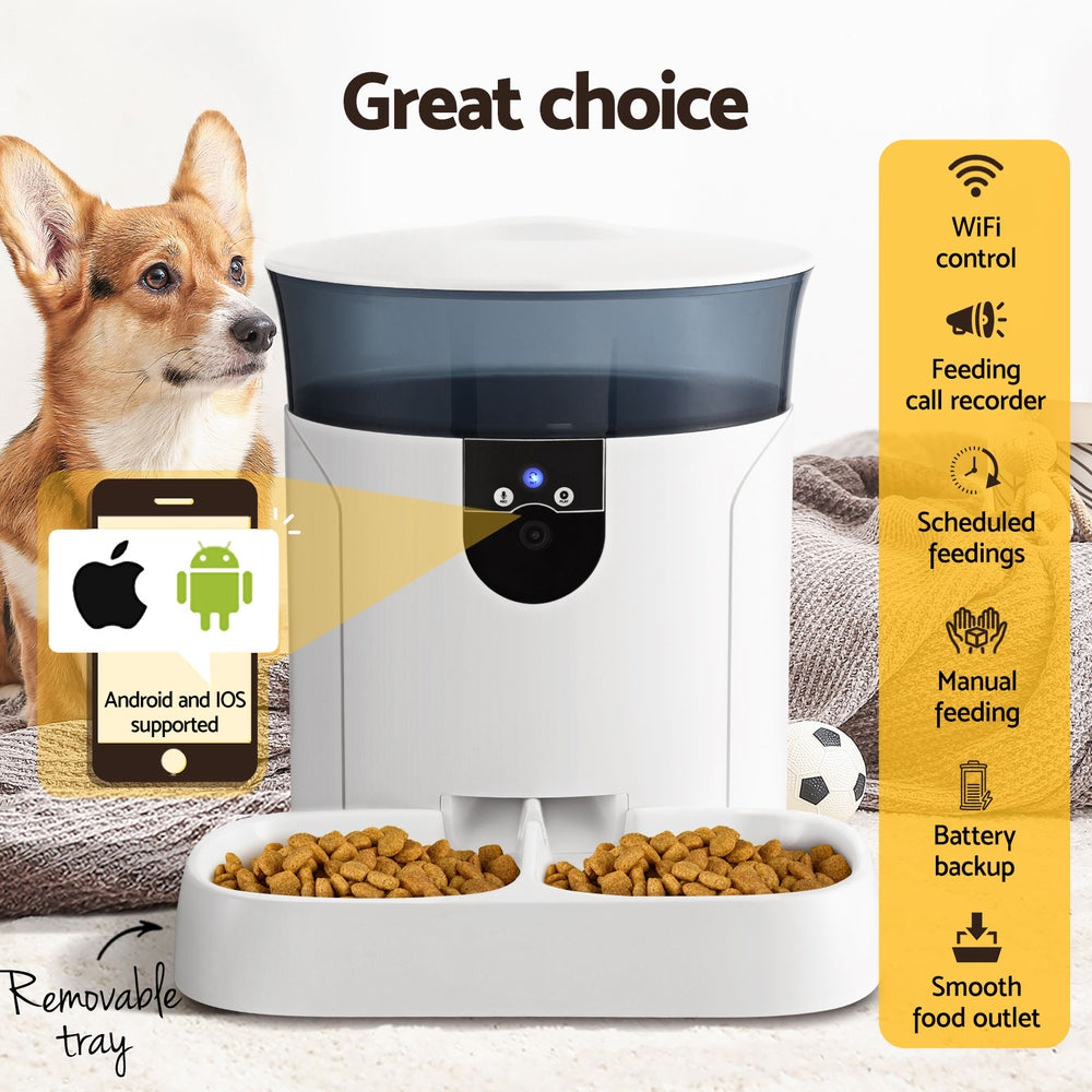 i.Pet Smart Pet Feeder 7L with HD Camera, WiFi Control, and Remote Interaction