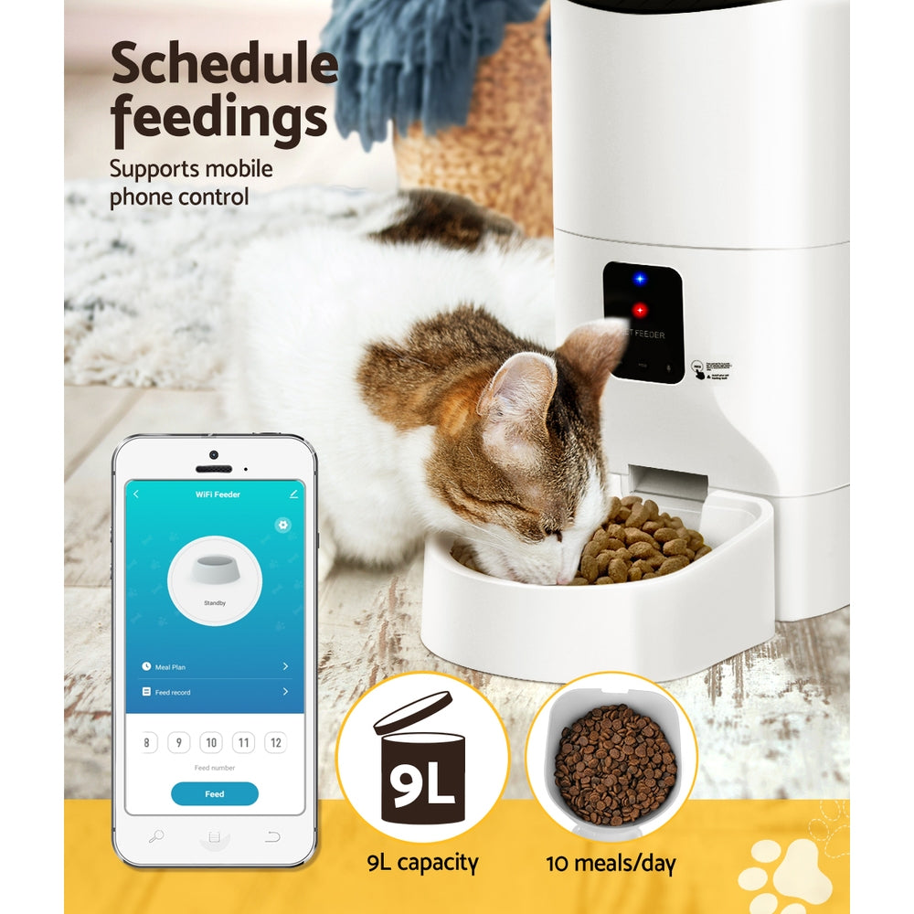 i.Pet Automatic Pet Feeder 9L WiFi Smart Food Dispenser with Voice Recording