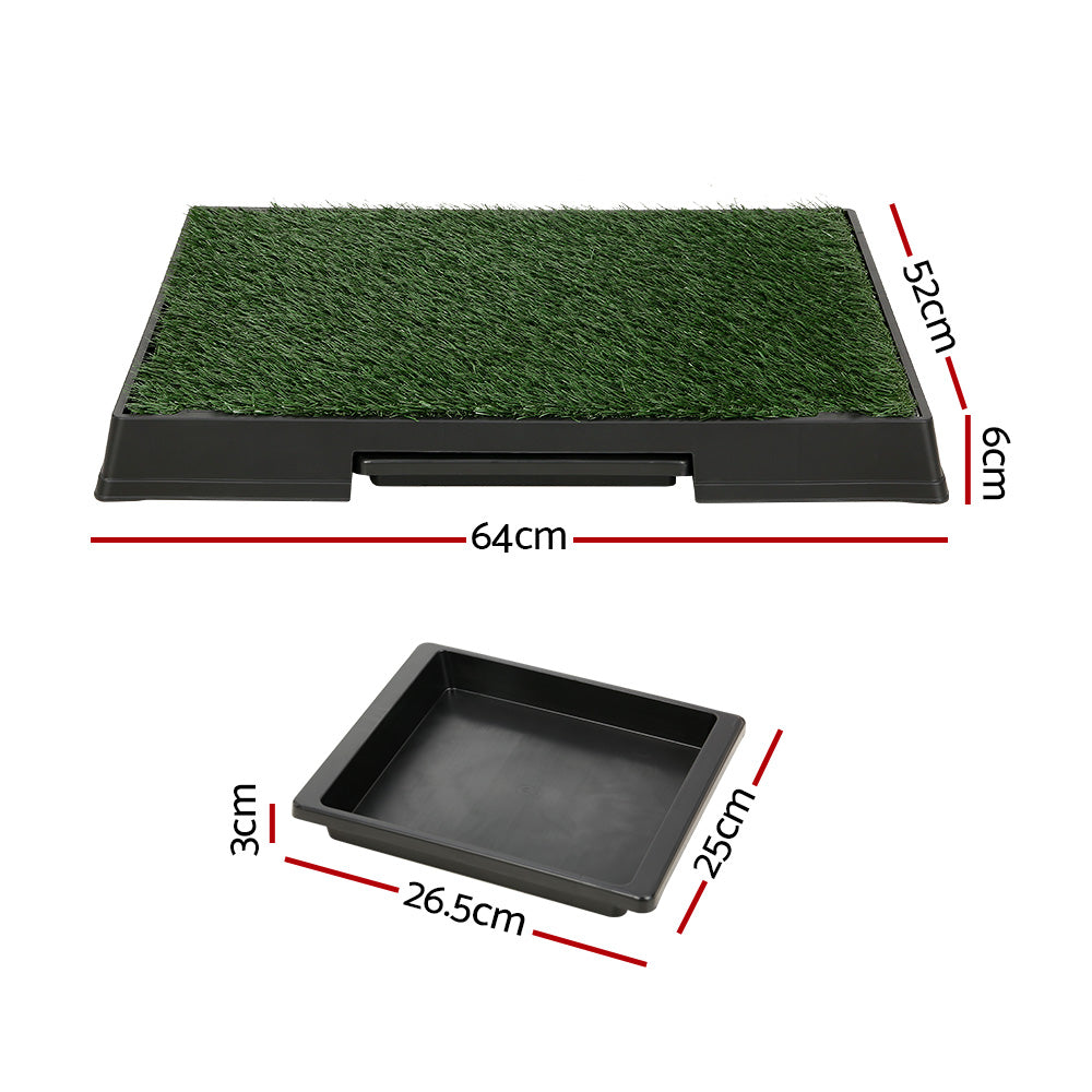 i.Pet Pet Training Tray 64cm x 52cm with 2 Grass Mats, Odorless, Easy Clean
