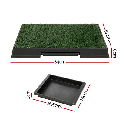 i.Pet Pet Training Tray 64cm x 52cm with 2 Grass Mats, Odorless, Easy Clean