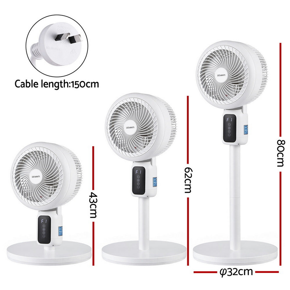 Devanti 80cm Pedestal Fan with Remote, Timer & 3 Speeds