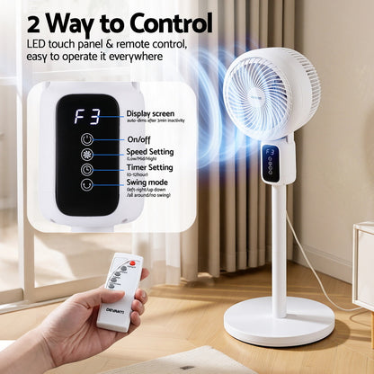 Devanti 80cm Pedestal Fan with Remote, Timer & 3 Speeds