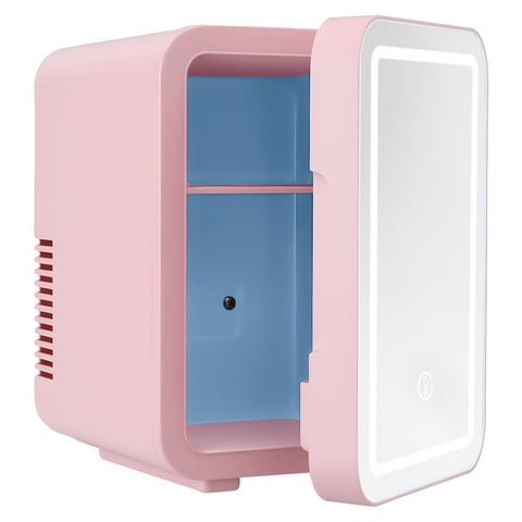 Premium Glacio Pink 4L Mini Skincare Fridge with LED Mirror