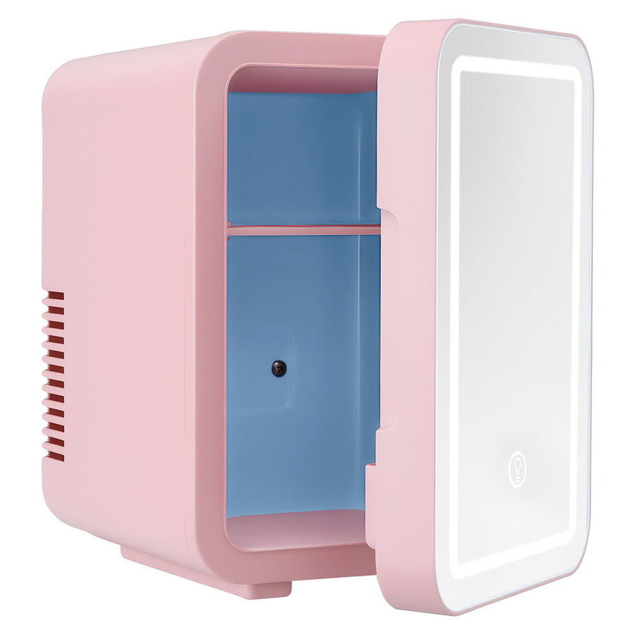 Premium Glacio Pink 4L Mini Skincare Fridge with LED Mirror