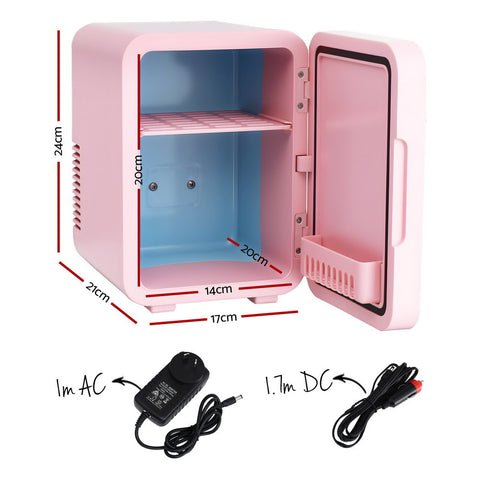 Premium Glacio Pink 4L Mini Skincare Fridge with LED Mirror
