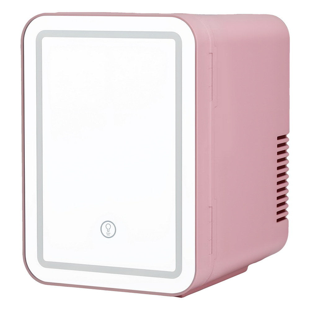 Premium Glacio Pink 4L Mini Skincare Fridge with LED Mirror