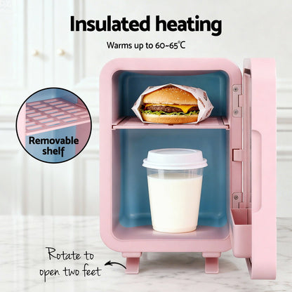 Glacio 4L Mini Fridge with LED Mirror - Pink Cooler and Warmer
