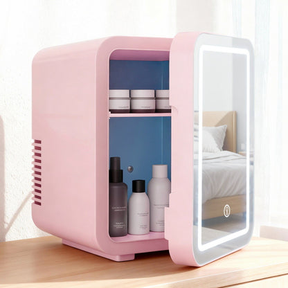 Glacio 4L Mini Fridge with LED Mirror - Pink Cooler and Warmer