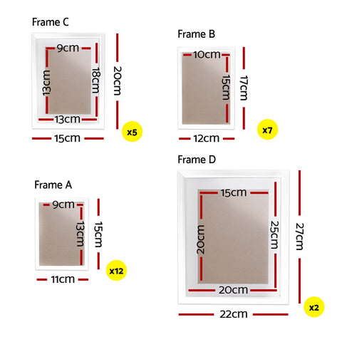 Artiss 26PCS Photo Frame Set, 8x10" 5x7" 4x6" 3.5x5", White, Durable Polymer - SuperSaverAU - view 2