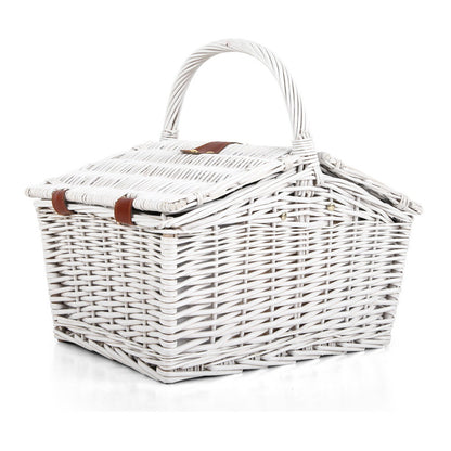 Alfresco 2 Person Picnic Basket Set - Willow, Blanket, Cutlery, 36x22x38cm
