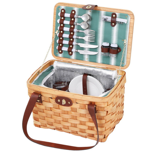 Alfresco 2-Person Picnic Basket Set with Insulated Cooler, 37x25x22cm