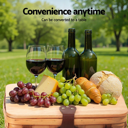 Alfresco 2-Person Picnic Basket Set with Insulated Cooler, 37x25x22cm