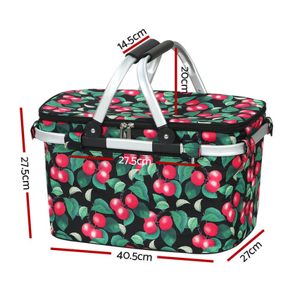 Alfresco Picnic Basket 30kg Insulated Folding Bag with Zippered Pocket
