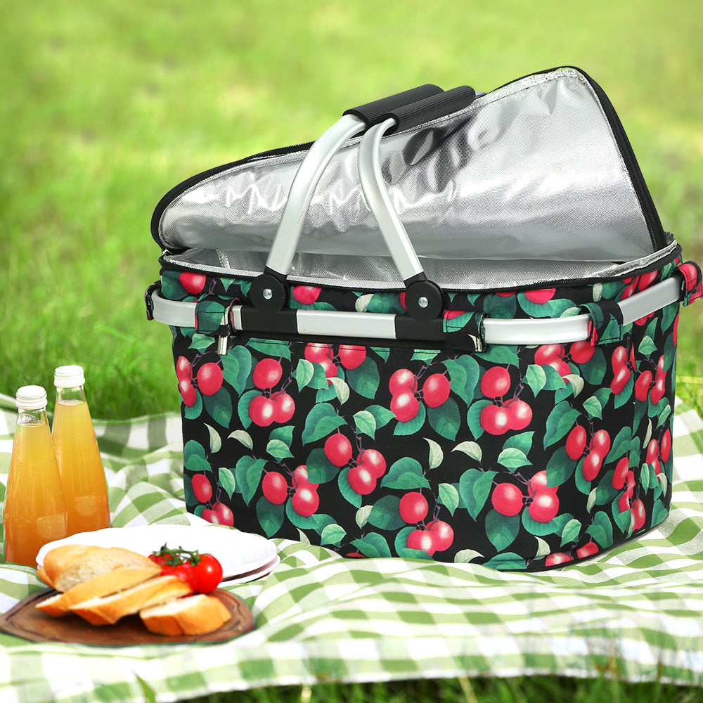 Alfresco Picnic Basket 30kg Insulated Folding Bag with Zippered Pocket